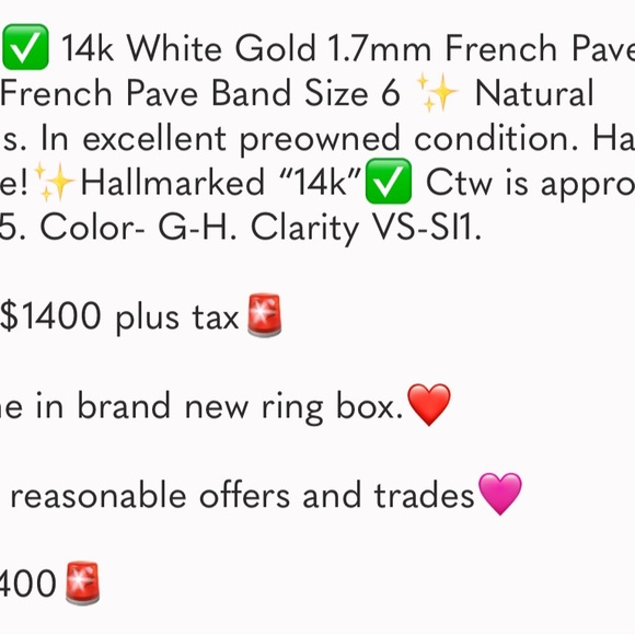 🌸NANO BUNNY🌸 DO NOT BUY. 1.7mm natural diamond full eternity ring size 6. ✨ - Picture 9 of 9